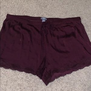 Aerie Maroon Satin Shorts